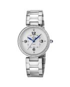 Piemonte kwartshorloge voor dames in staal en diamanten, 0,6 kt zilver