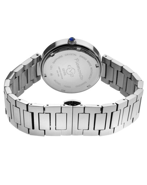 Piemonte kwartshorloge voor dames in staal en diamanten, 0,6 kt zilver