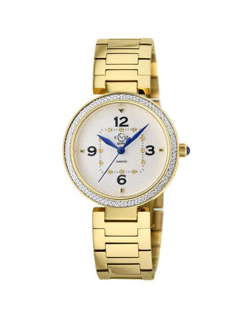 Piemonte kwartshorloge voor dames in staal en diamanten, 0,6 karaat goud