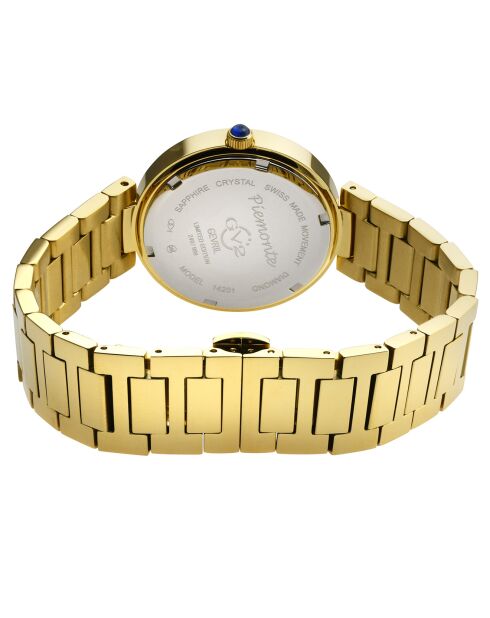 Piemonte kwartshorloge voor dames in staal en diamanten, 0,6 karaat goud