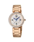 Piemonte Quartz dameshorloge in staal en diamanten, 0,6 kt roségoud