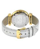 Lombardy Quarzuhr aus Leder und Diamanten für Damen, 0,04 Karat Silber/Gold