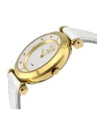 Lombardy Quarzuhr aus Leder und Diamanten für Damen, 0,04 Karat Silber/Gold