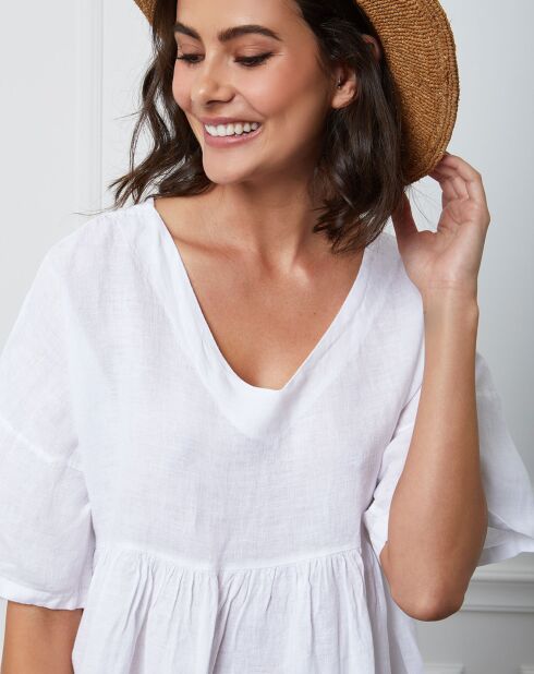 Robe 100% Lin Esty blanche