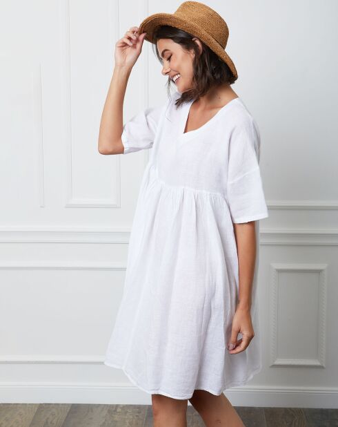 Robe 100% Lin Esty blanche
