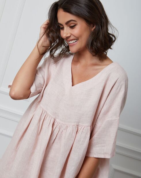 Rosafarbenes Kleid Esty aus 100% Leinen