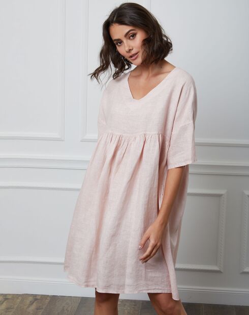 Rosafarbenes Kleid Esty aus 100% Leinen