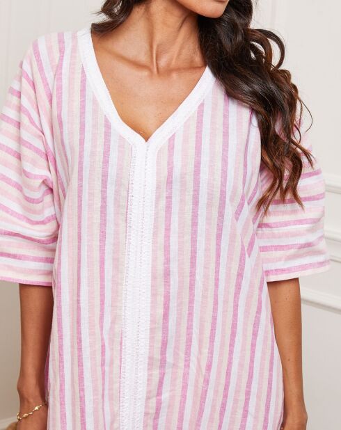 Pink Ivonie kaftan van linnenmix