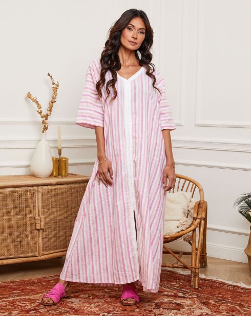 Pink Ivonie kaftan van linnenmix
