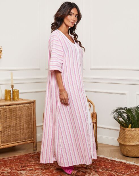 Kaftan en Lin mélangé Ivonie rose