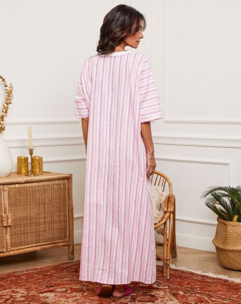 Pink Ivonie kaftan van linnenmix