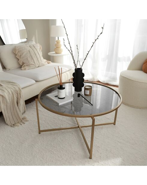 Table basse Gold Sun doré/fumé - 83x40x83 cm