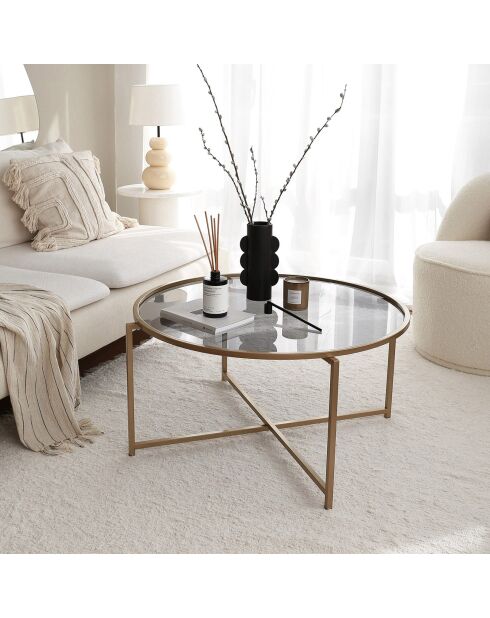 Table basse Gold Sun doré/fumé - 83x40x83 cm