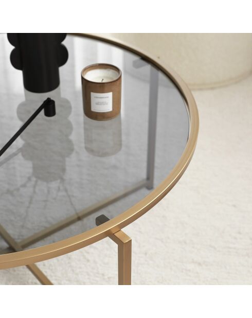 Table basse Gold Sun doré/fumé - 83x40x83 cm