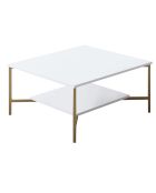 Table basse Gold Line blanc/noir - 80x80x40 cm