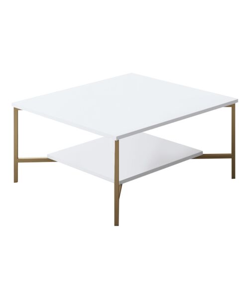 Table basse Gold Line blanc/noir - 80x80x40 cm