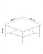 Table basse Gold Line blanc/noir - 80x80x40 cm