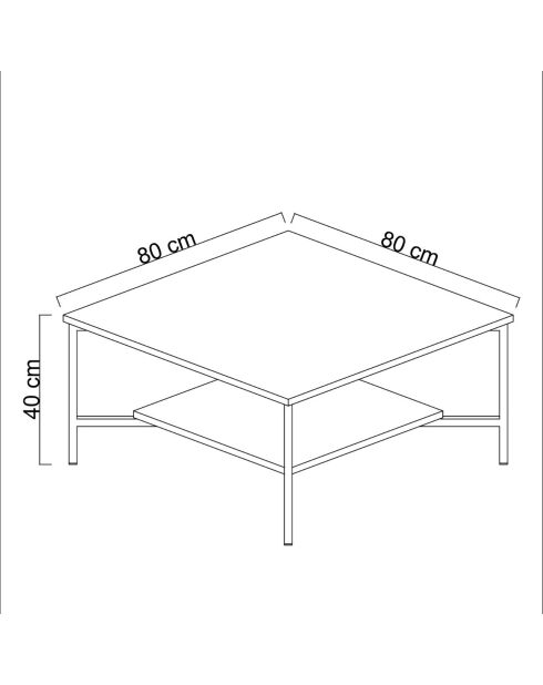 Table basse Gold Line blanc/noir - 80x80x40 cm