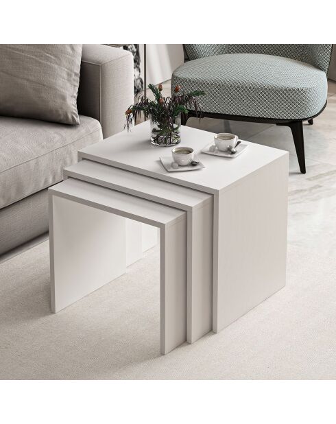 3 Tables d'appoint Alya blanches