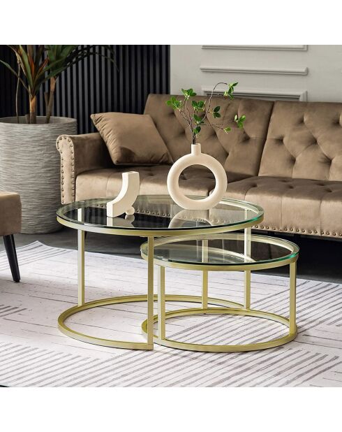 Table basse Belarus dorée - 80x45x80 cm