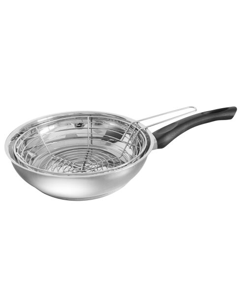 Poêle à friture avec panier induction grise - D.26 cm
