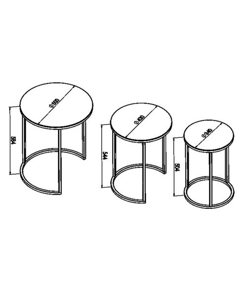 3 Tables d'appoint Alya noires