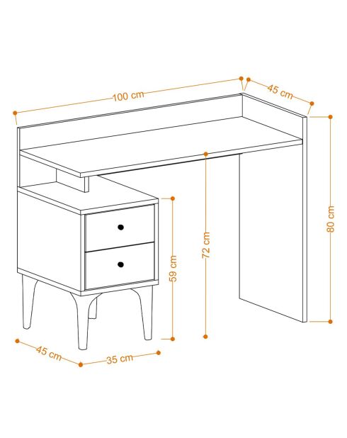 Bureau Puuk chêne - 100x80x45 cm