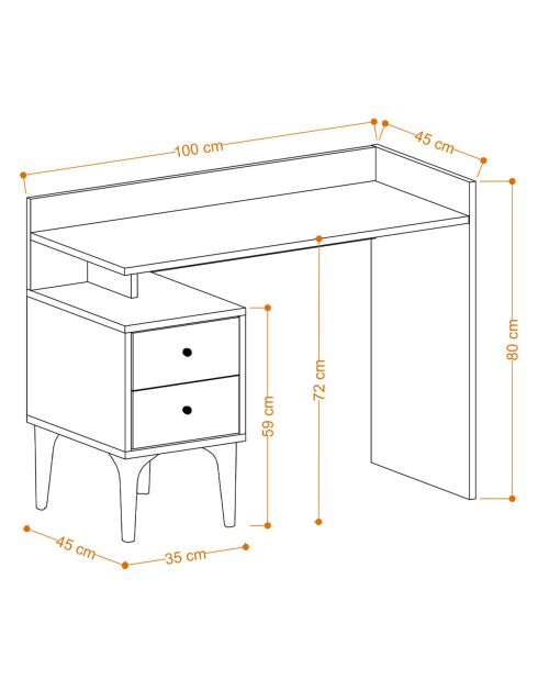 Bureau Puuk chêne - 100x80x45 cm