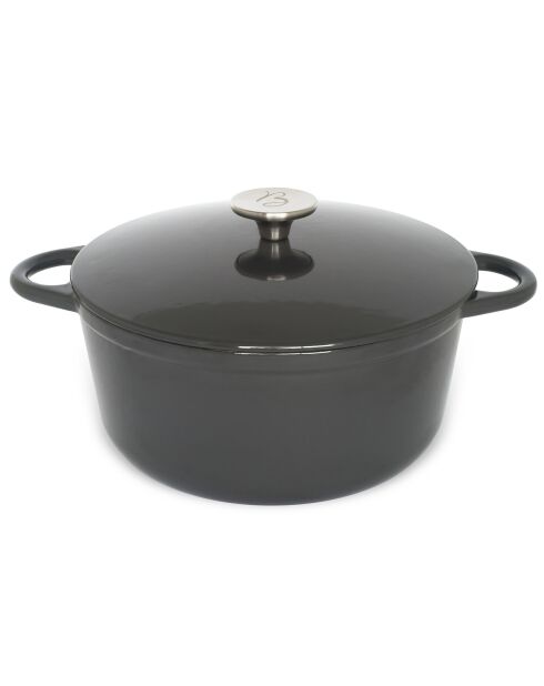 Cocotte ronde majolique avec couvercle Cocoon à induction noire - 3.9 L