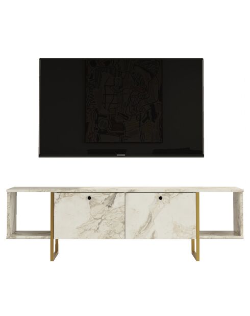 Meuble TV VG30 blanc/doré - 160x47.6x40 cm