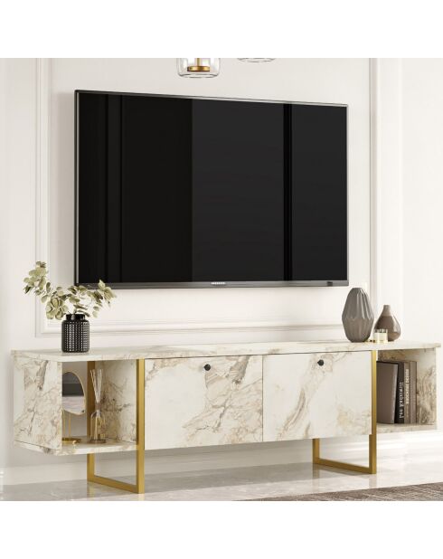 Meuble TV VG30 blanc/doré - 160x47.6x40 cm