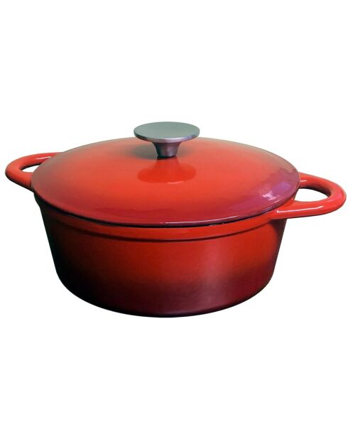 Cocotte ovale avec couvercle à induction rouge - D.29 cm