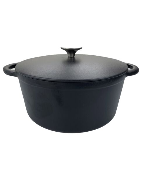 Cocotte ronde avec couvercle à induction noire - D.26 cm
