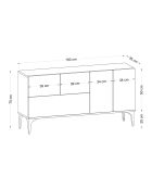 Buffet Glise blanc/noir - 150x75x35 cm