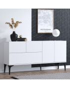 Buffet Glise blanc/noir - 150x75x35 cm