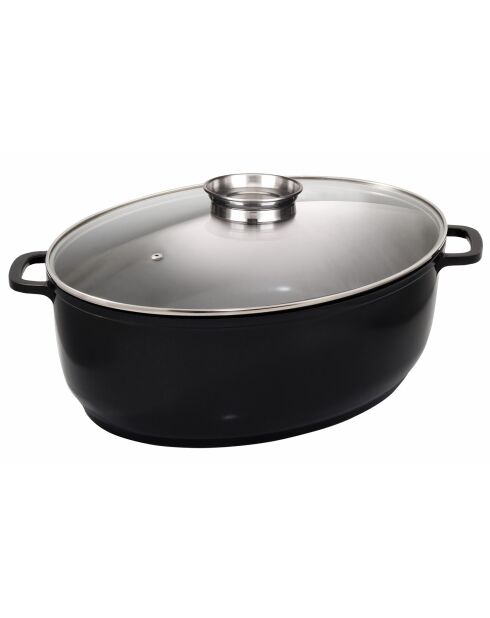 Cocotte ovale Jumbo avec couvercle à induction noire - D.43 cm