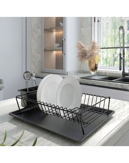 Schwarze Abtropffläche - 35,5 x 29,5 x 11 cm