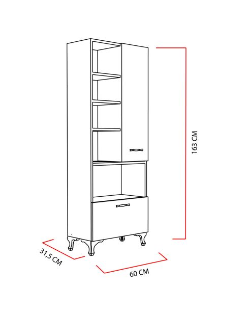 Witte multifunctionele kledingkast - 60x163,6x31,5 cm