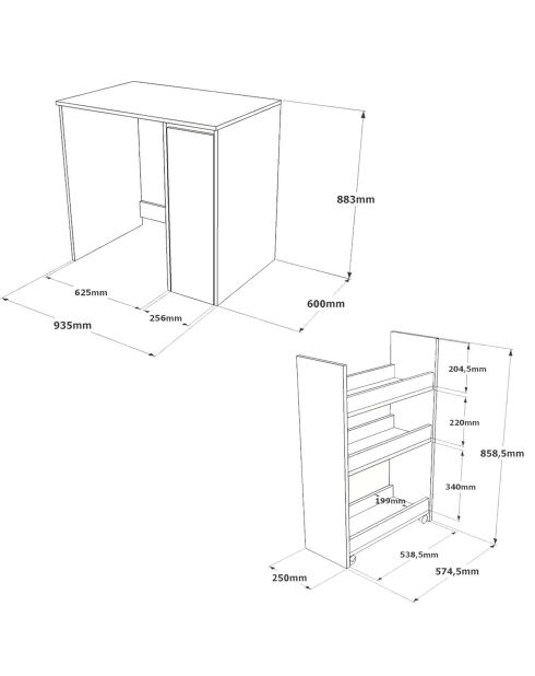 Armoire de toilette chateigne/blanc - 93.5x88.3x60 cm