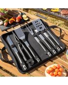 Kit d'Ustensiles pour Barbecue avec Mallette de Transport BBSet 12 Pièces gris/noir