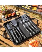 Kit d'Ustensiles pour Barbecue avec Mallette de Transport BBSet 12 Pièces gris/noir