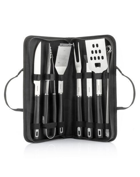 Kit d'Ustensiles pour Barbecue avec Mallette de Transport BBSet 12 Pièces gris/noir