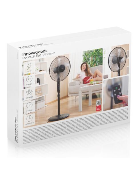 Ventilateur sur Pied avec Télécommande Airstreem Noir 45 W noir