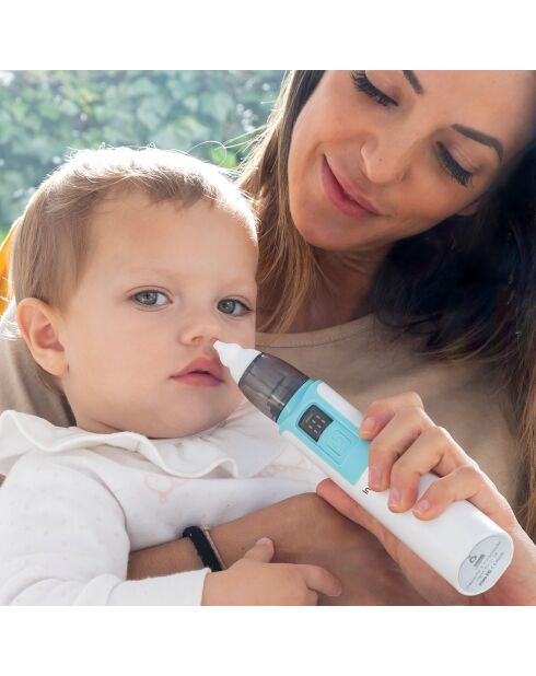 Aspirateur Nasal Rechargeable pour Bébés Nizi blanc/bleu