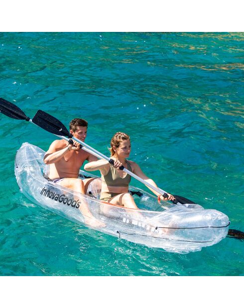 Kayak Gonflable Transparent avec Accessoir 2 places transparent/noir