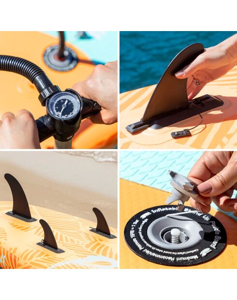 Planche de Paddle Surf Gonflable 2 en 1 avec Siège et Accessoires Siros 10'5320 cm orange/vert/noir