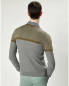 Pull en Coton & Laine Adeli gris chiné/kaki