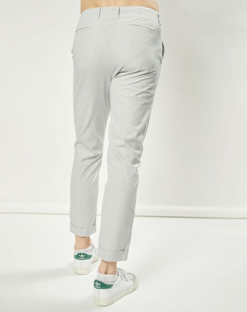 Pantalon Vitalien micro rayures blanc/bleu