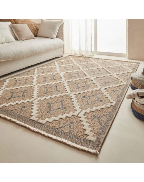 Tapis aspect jute TULUM 9041 intérieur & extérieur bleu - 120x170 cm