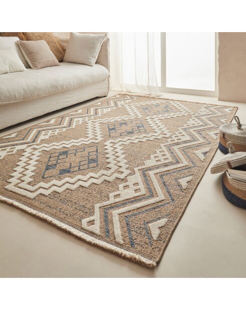 Tapis aspect jute TULUM 9054 intérieur & extérieur bleu - 120x170 cm